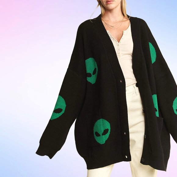 Too Cool For You Oversized Alien Cardigan - Picture 5 of 7